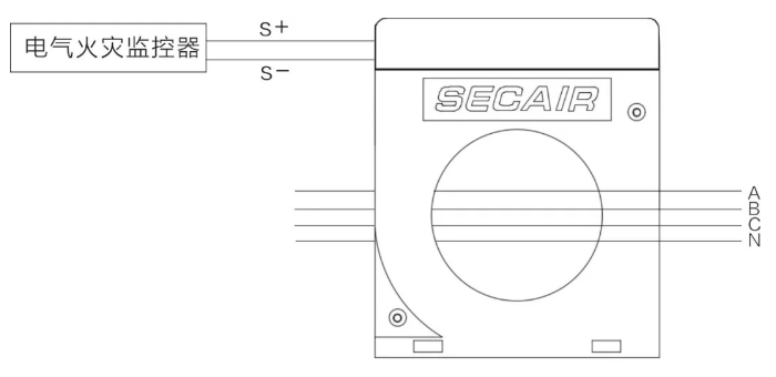 J-SCM41(160)剩余電流式<a href=http://cqymw.cn/dianqihuozai/ target=_blank class=infotextkey>電氣火災(zāi)監(jiān)控</a>探測(cè)器接線圖