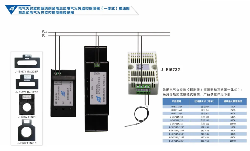 依愛消防<a href=http://cqymw.cn/dianqihuozai/ target=_blank class=infotextkey>電氣火災監(jiān)控</a>系統(tǒng)接線圖